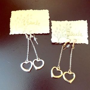 Cute two pairs of heart chain earrings